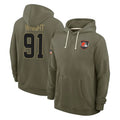 C.Browns #91 Alex Wright Player Olive Salute to Service Pullover Hoodies Limited CAdoa Stitched Jerseys