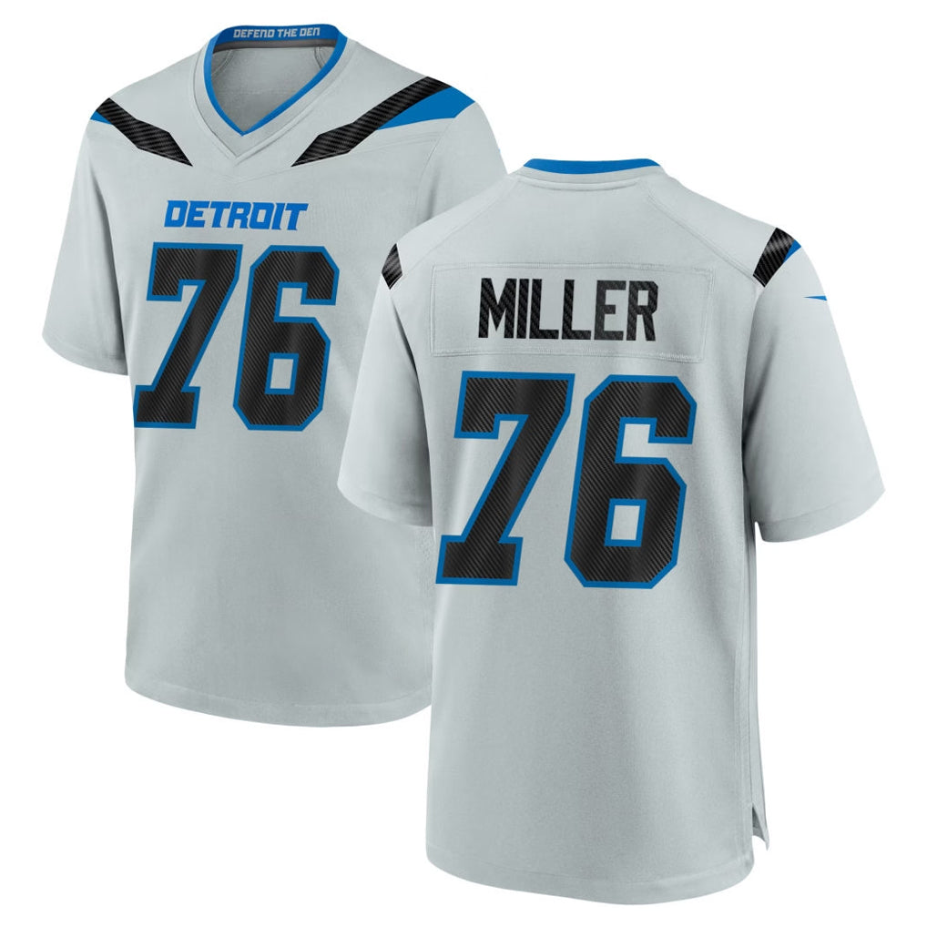 D.Lions #76 Blake Miller Player Silver 2026 Rivalries Collection Home Game CAdoa Stitched Jerseys