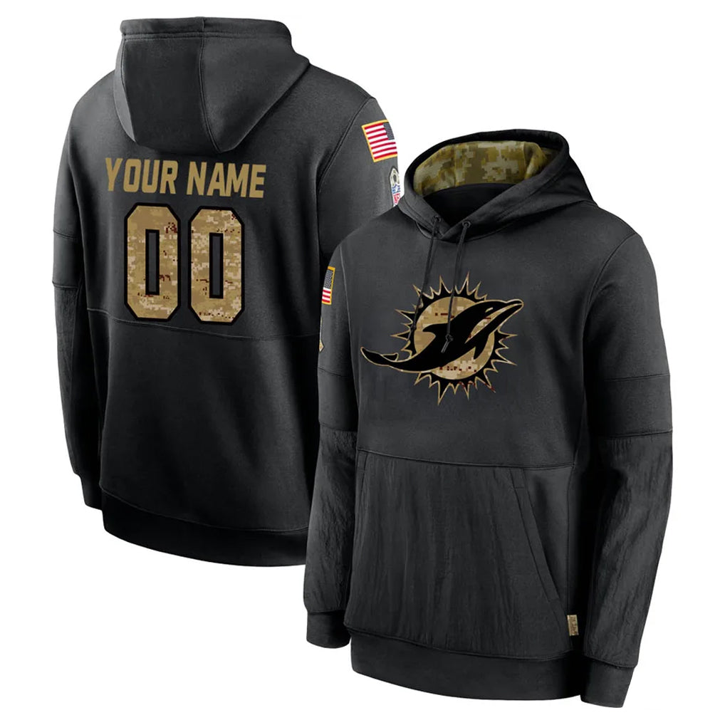 Custom M.Dolphins Black Salute to Service Hoodies Limited Game Any Name & Numbers CAdoa Stitched Jerseys