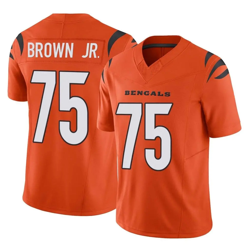 C.Bengals #75 Orlando Brown Jr. Player Orange Vapor F.U.S.E. Limited Home Game CAdoa Stitched Jerseys